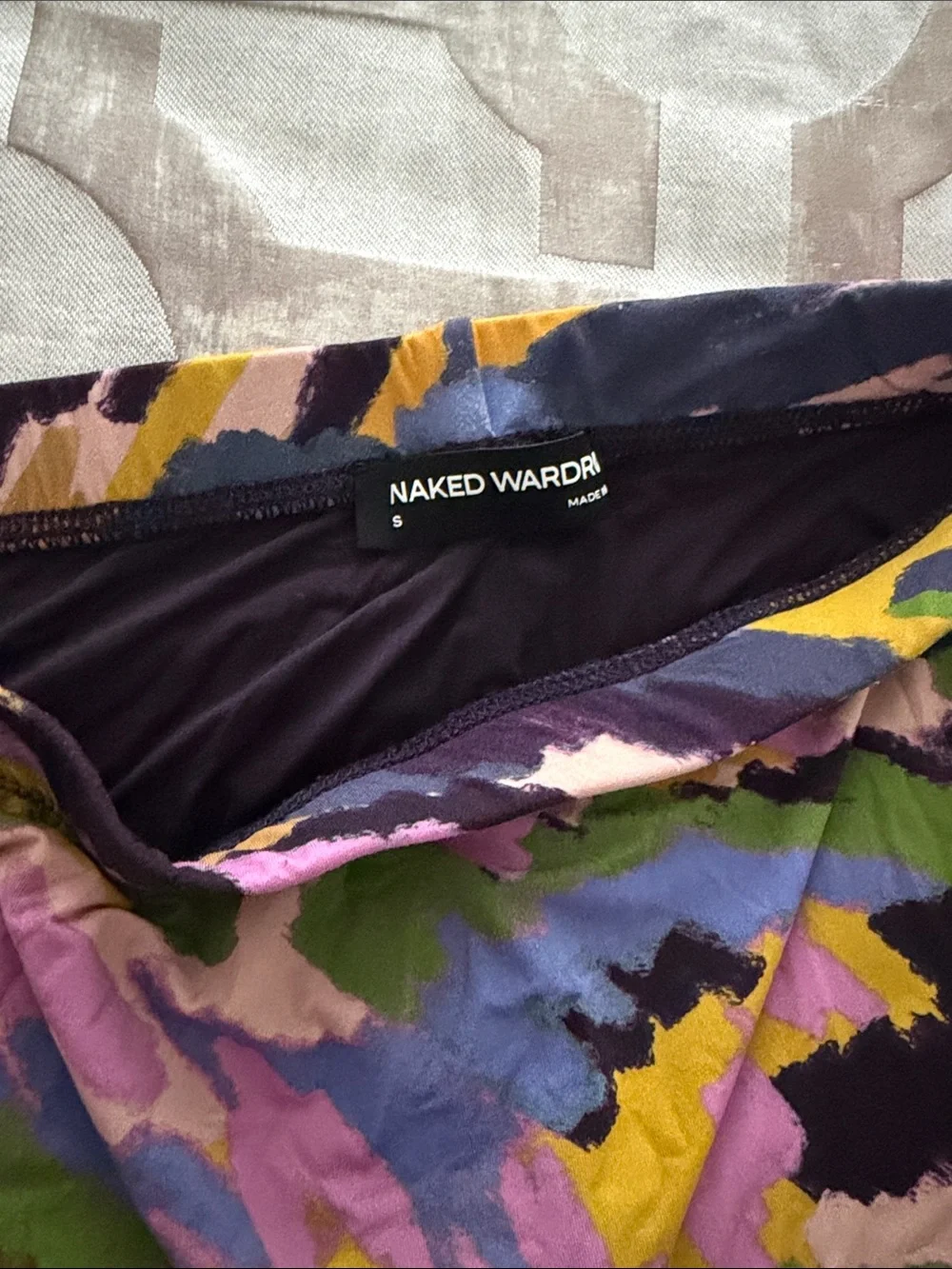 naked wardrobe Multicolor Abstract Print Leggings & Bodysuit Set